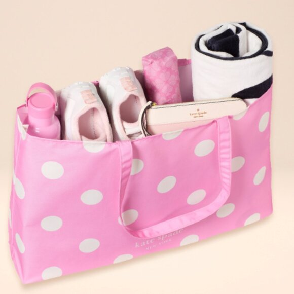 NWT Kate Spade Pink and White Polka Dot Large Tote - Picture 1 of 8